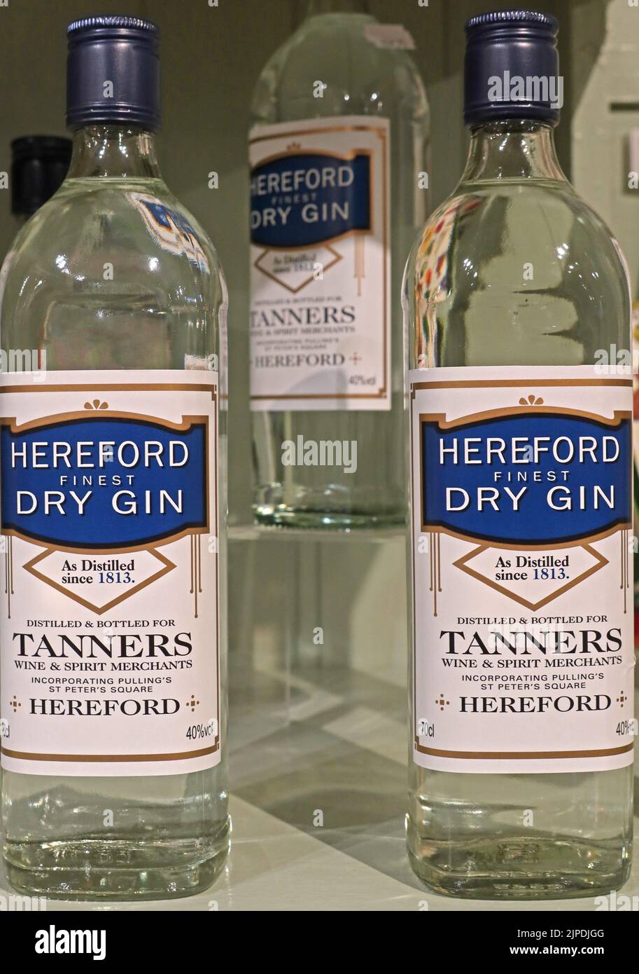 Tanners, Hereford finest Dry Gin bottles Stock Photo