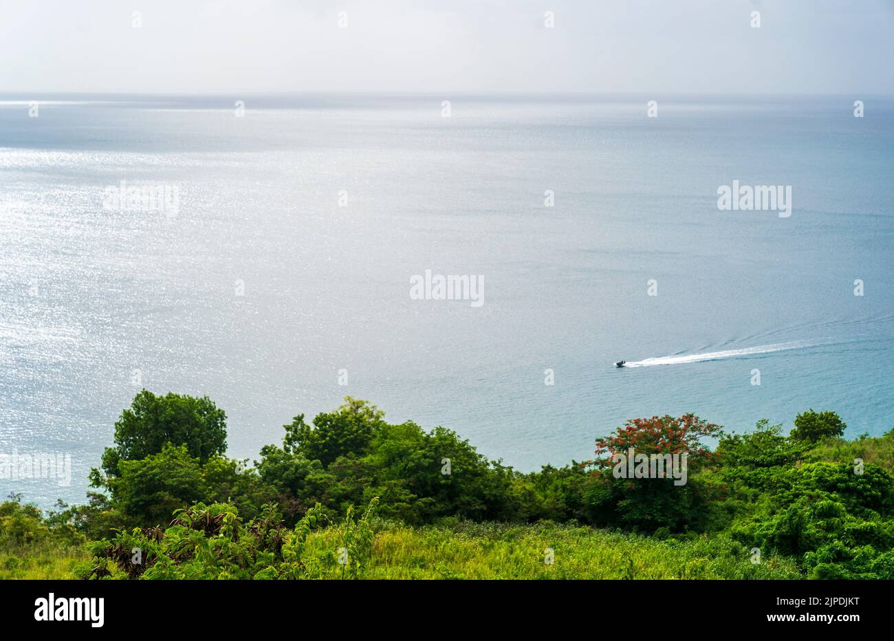 A Jet Ski Riding the Peaceful Waters of Aguadilla Puerto Rico Stock