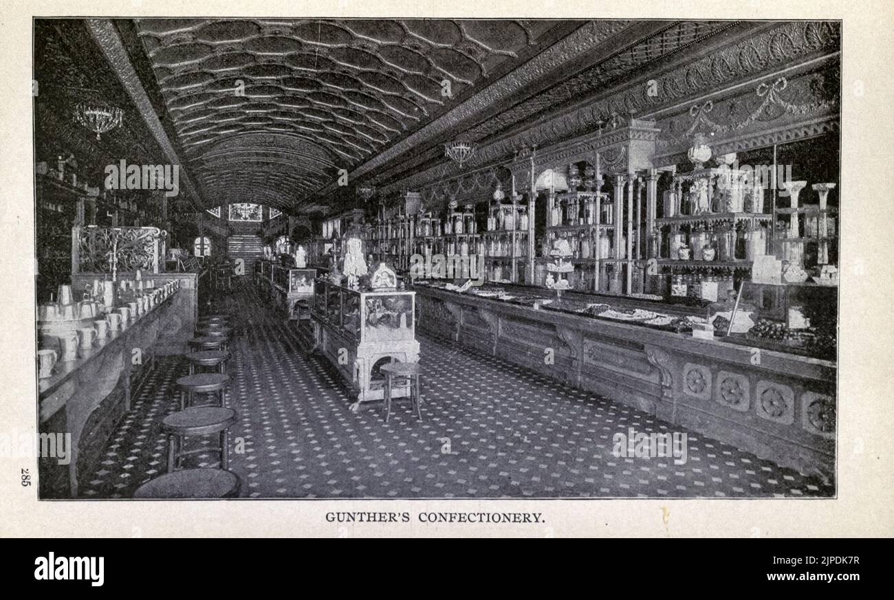 GUNTHER'S CONFECTIONERY from the guide book ' Picturesque Chicago and guide to the world's fair ' published in 1893 Publisher Lennox Pub. Co Stock Photo