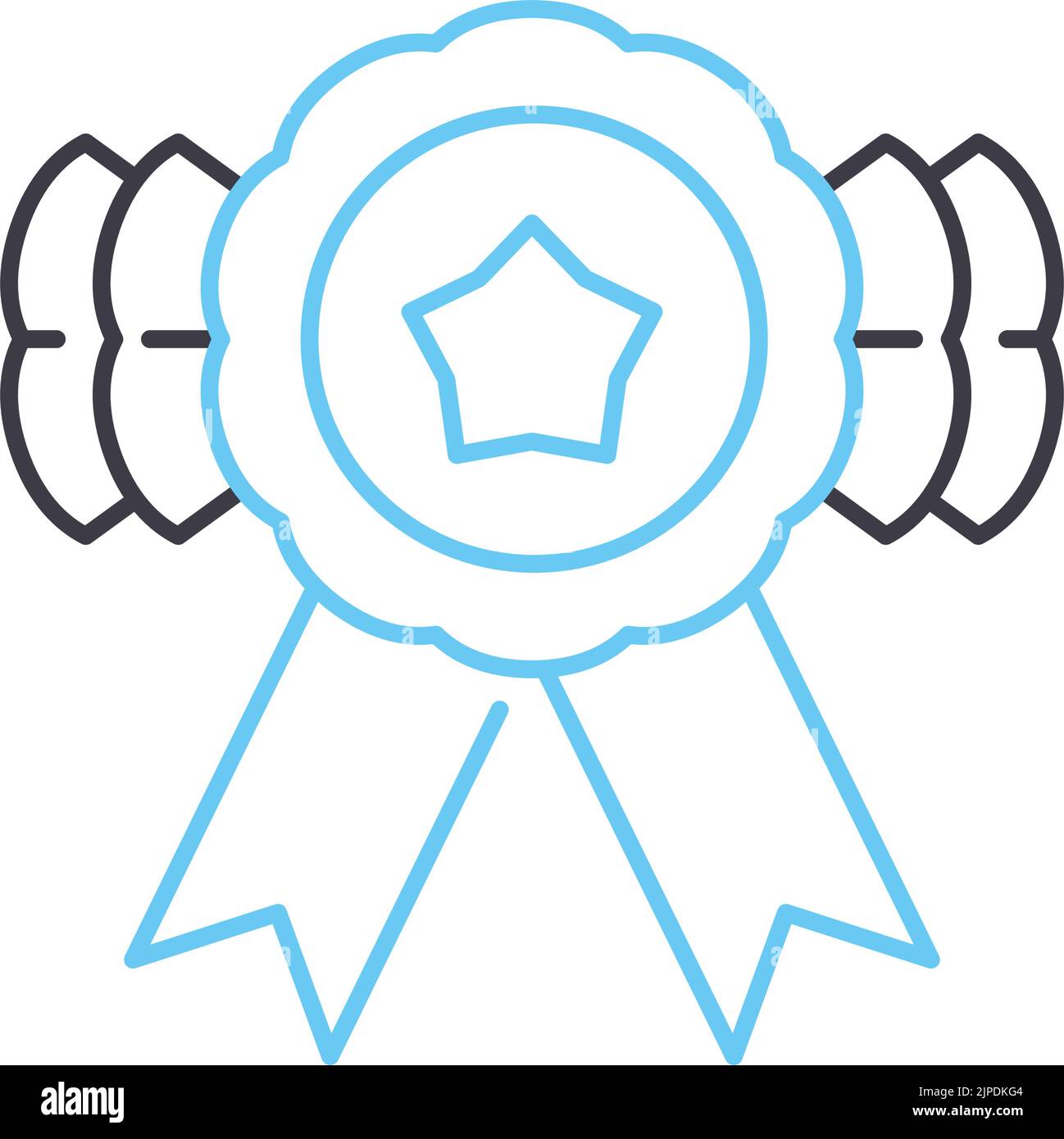 medal ribbon line icon, outline symbol, vector illustration, concept ...
