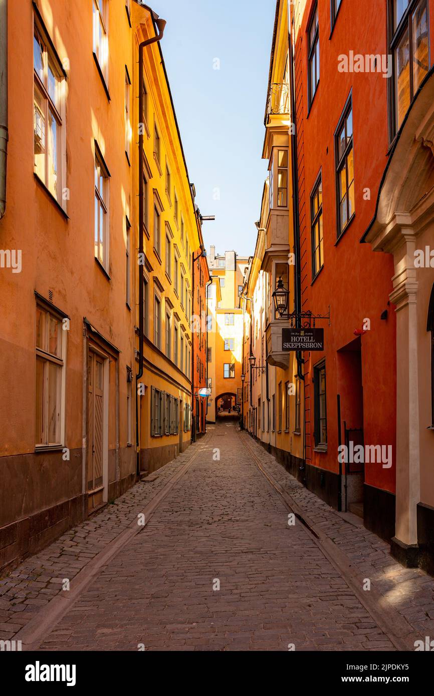 STOCKHOLM, SWEDEN - JULY 31, 2022: Ferkens gränd in the gamla stan area of the city. Stock Photo