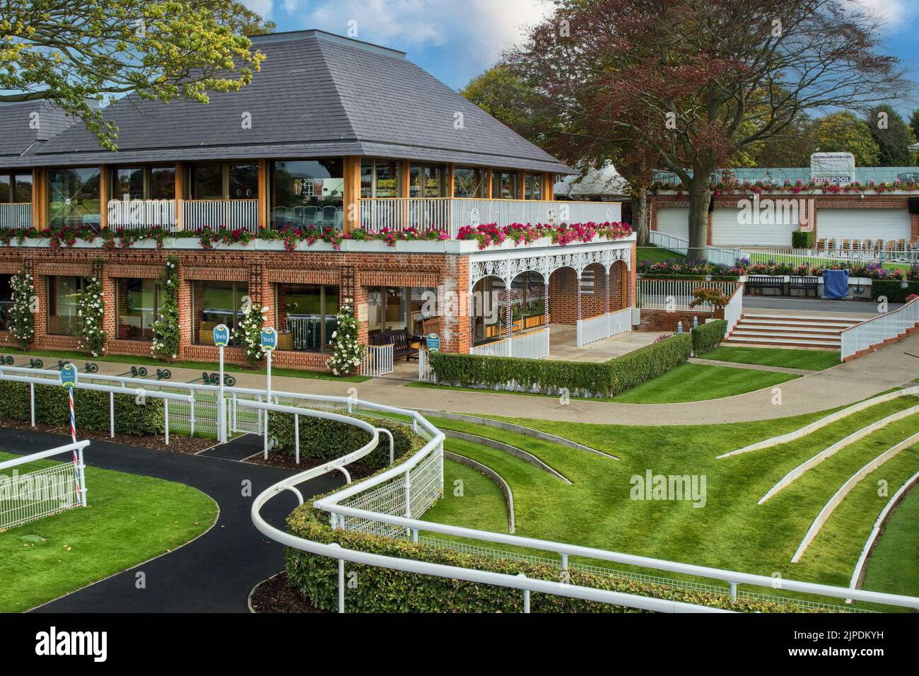 Racecourse Railing At Ripon Racecourse, the Winners Enclosure has white railings that ...