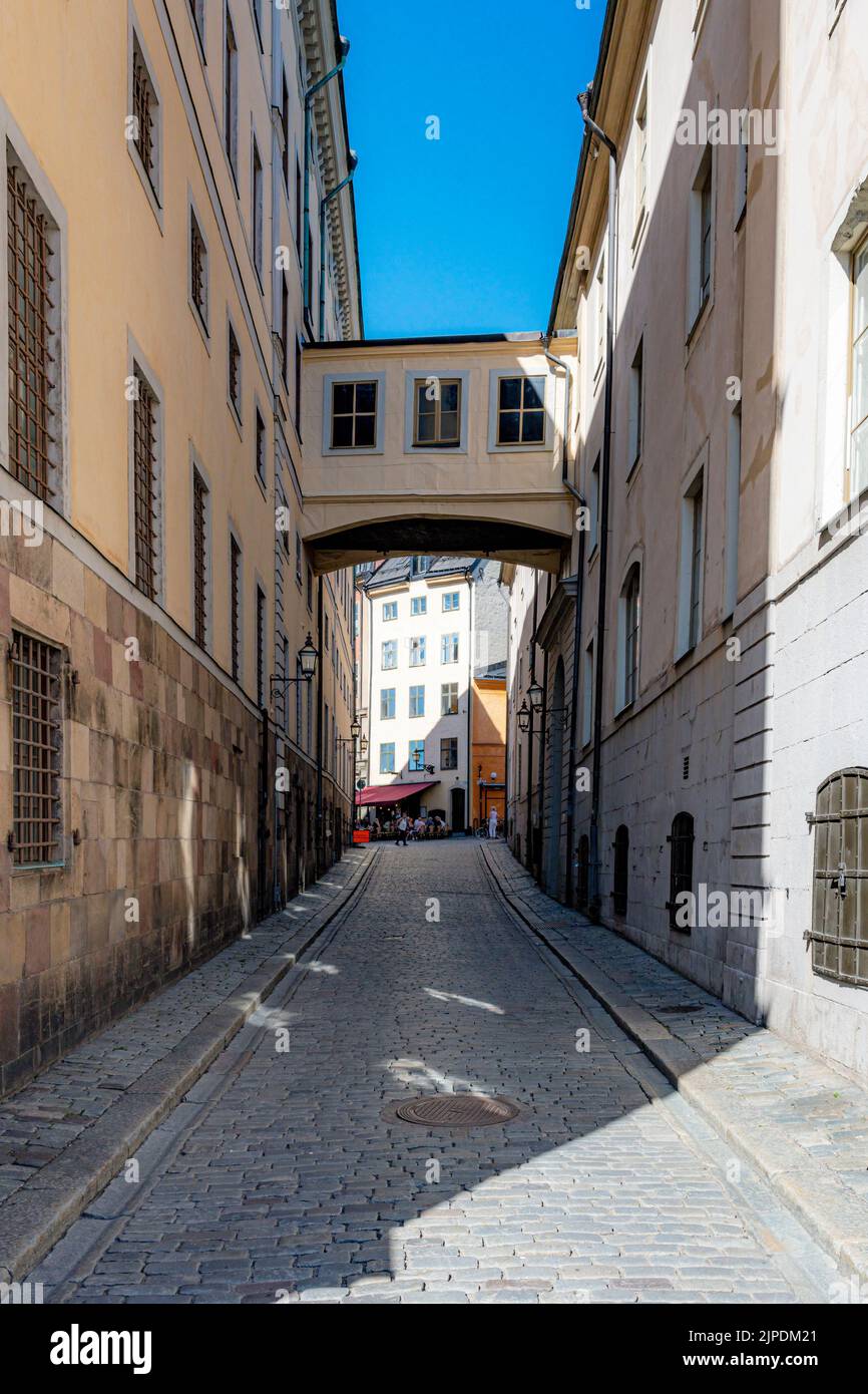 STOCKHOLM, SWEDEN - JULY 31, 2022: Norra bankogränd in the gamla stan area of the city. Stock Photo