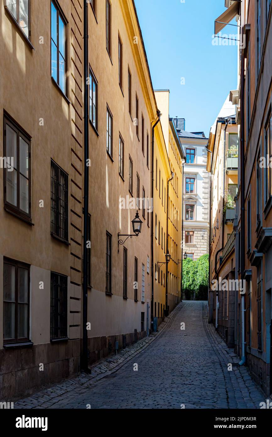 STOCKHOLM, SWEDEN - JULY 31, 2022: Packhusgränd in the gamla stan area of the city. Stock Photo