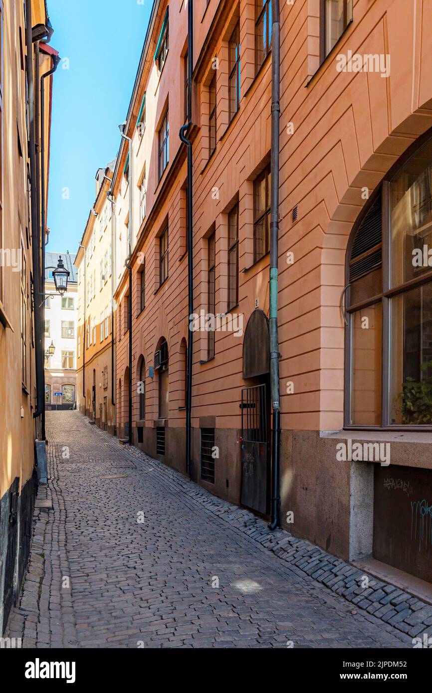 STOCKHOLM, SWEDEN - JULY 31, 2022: Sodra dryckesgränd in the gamla stan area of the city. Stock Photo