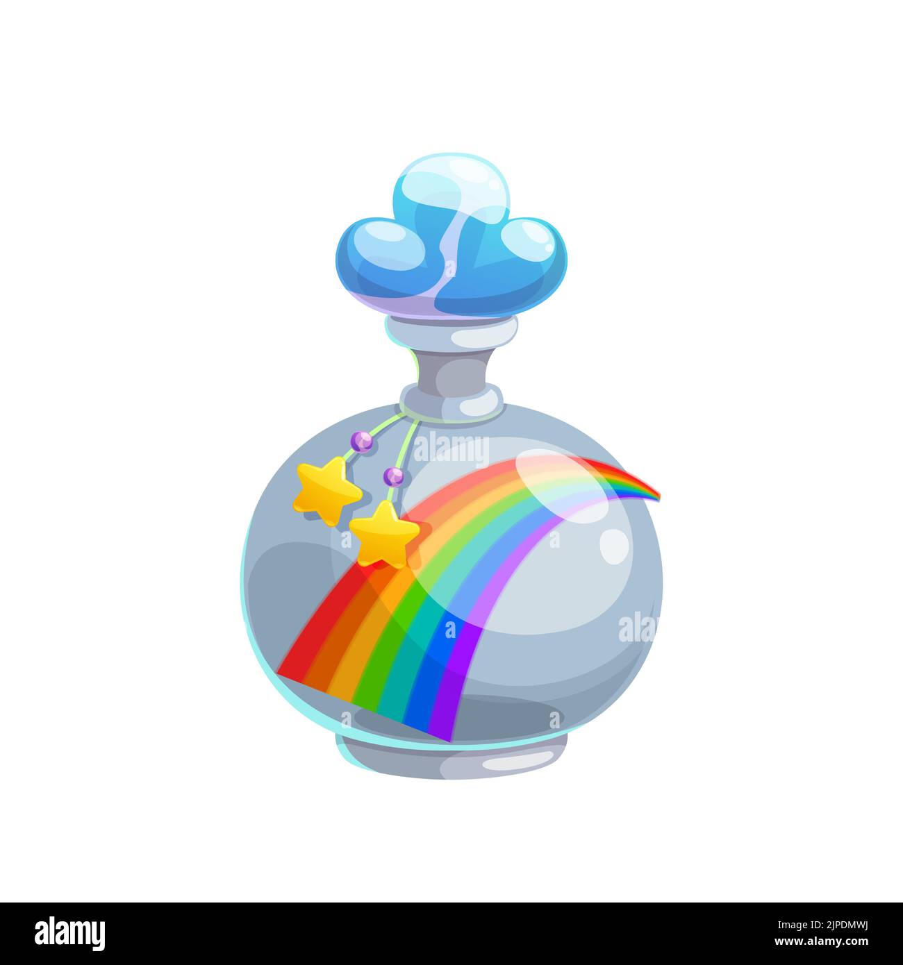 Potion bottle vector icon, magic elixir in glass flask with rainbow ...