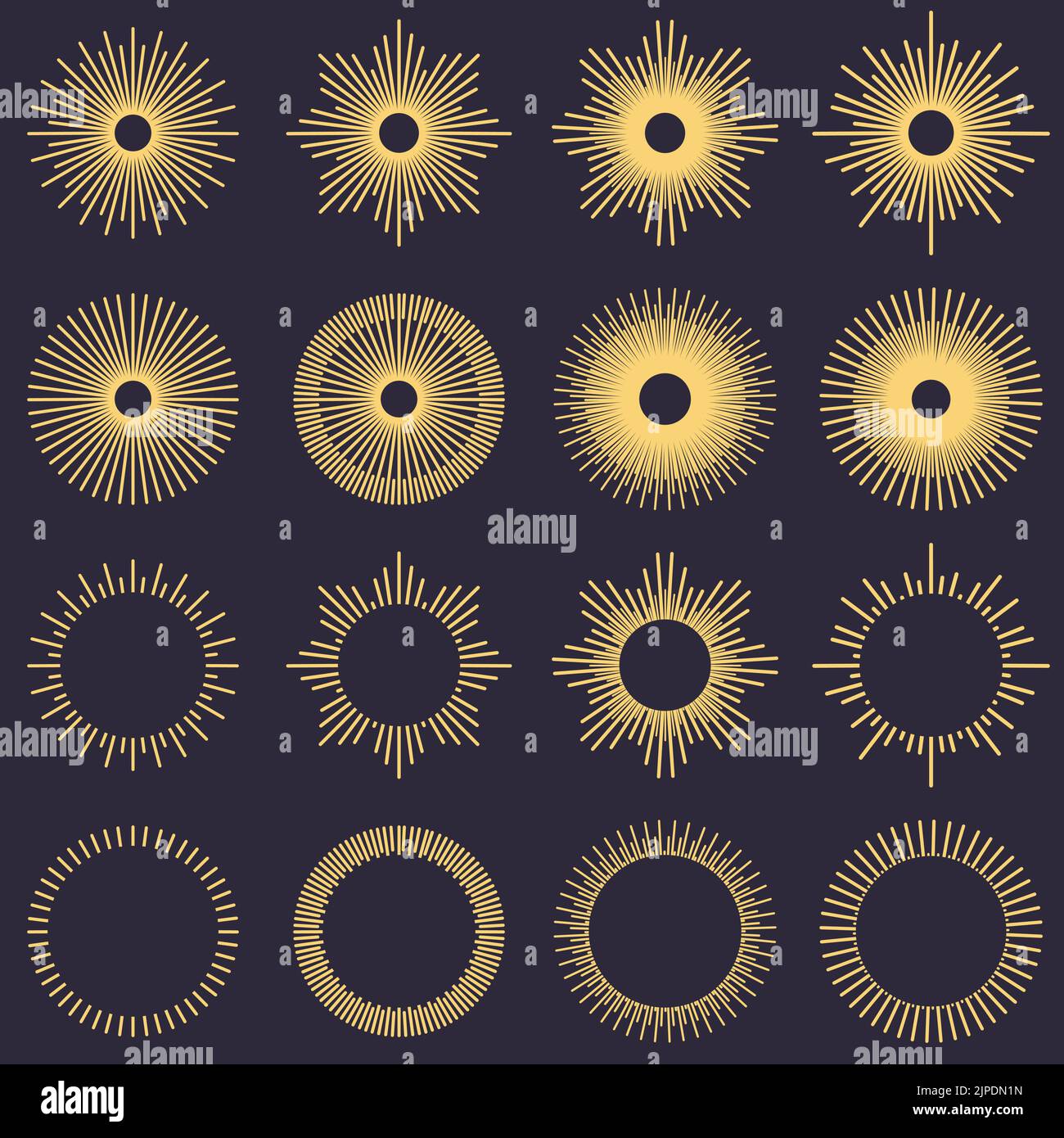 Abstract Sunburst vintage set collection vector Stock Vector