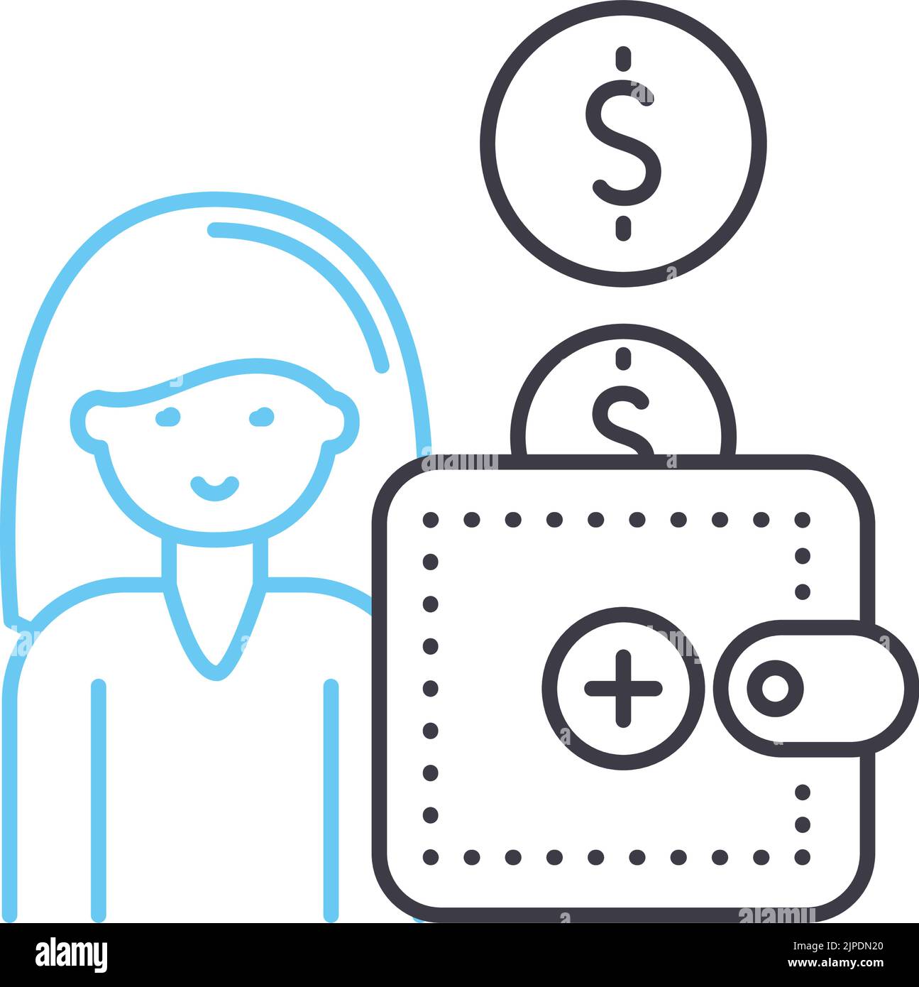 salary line icon, outline symbol, vector illustration, concept sign