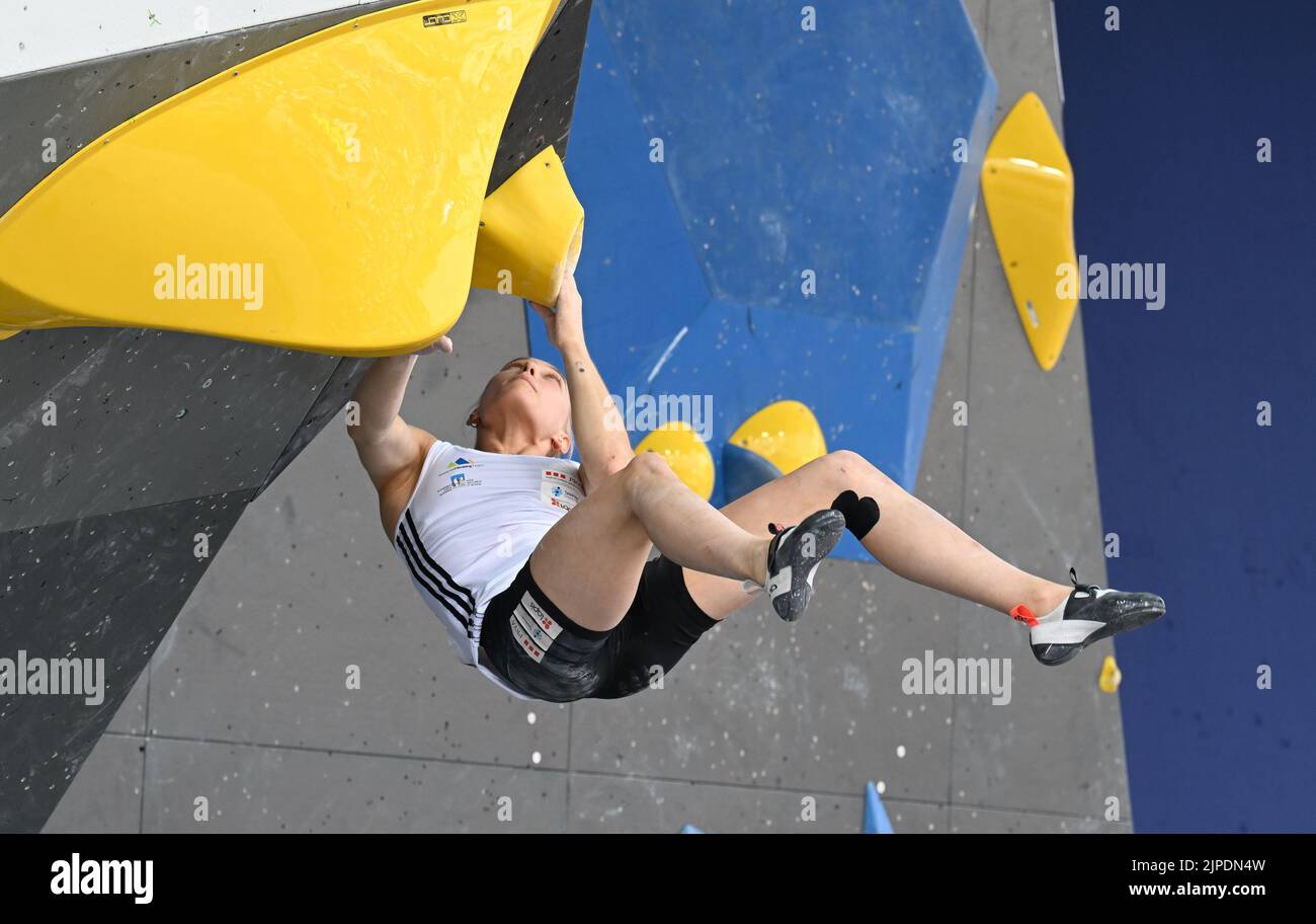Munich, Germany. 17th Aug, 2022. Climbing European Championship, combination, women, bouldering