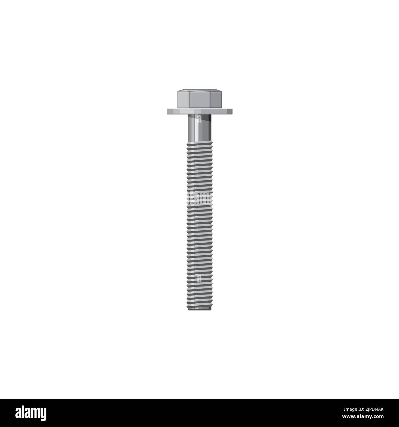 Stainless steel cap head bolt with washer isolated fixing tool realistic icon. Vector building and repair, construction detail, fixing tool. Grade stainless steel bolt, fixing and fastening object Stock Vector