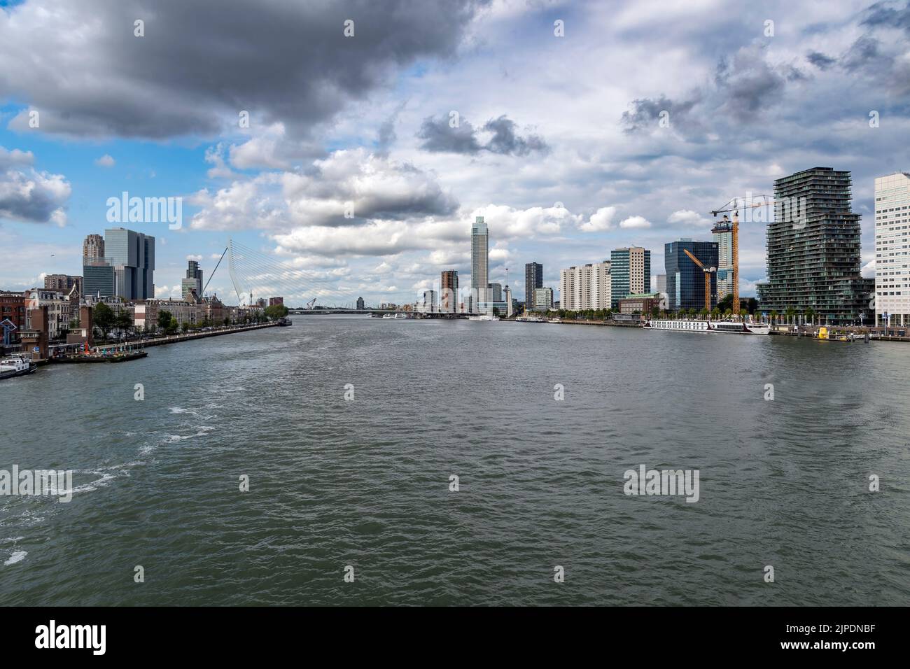Central Rotterdam viewed from bridge in the Netherlands Stock Photo
