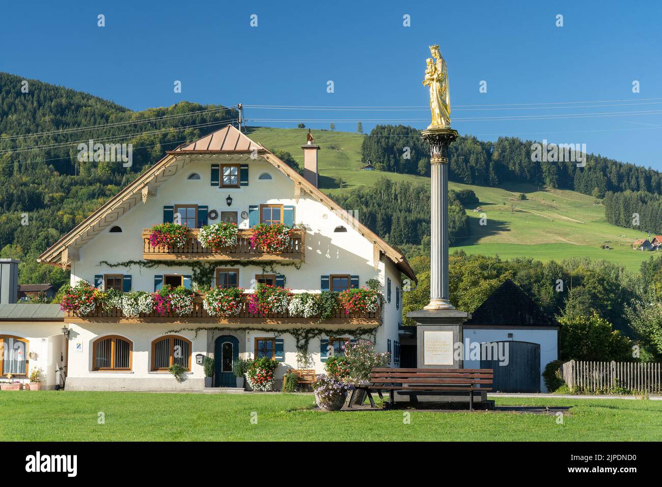 house, bavaria, village square, marie pillar, houses, bavarias, village