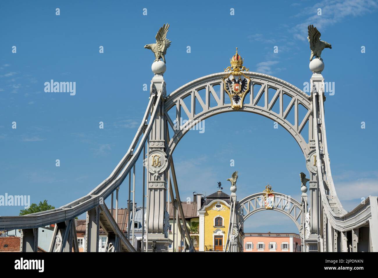 salzachbruecke, laufen–oberndorf, oberndorf bei salzburg, salzachbrueckes Stock Photo