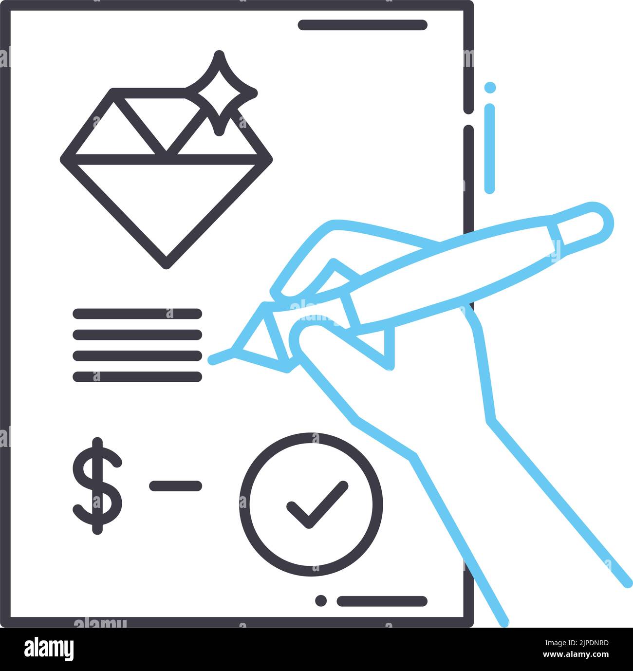pledge document line icon, outline symbol, vector illustration, concept sign Stock Vector