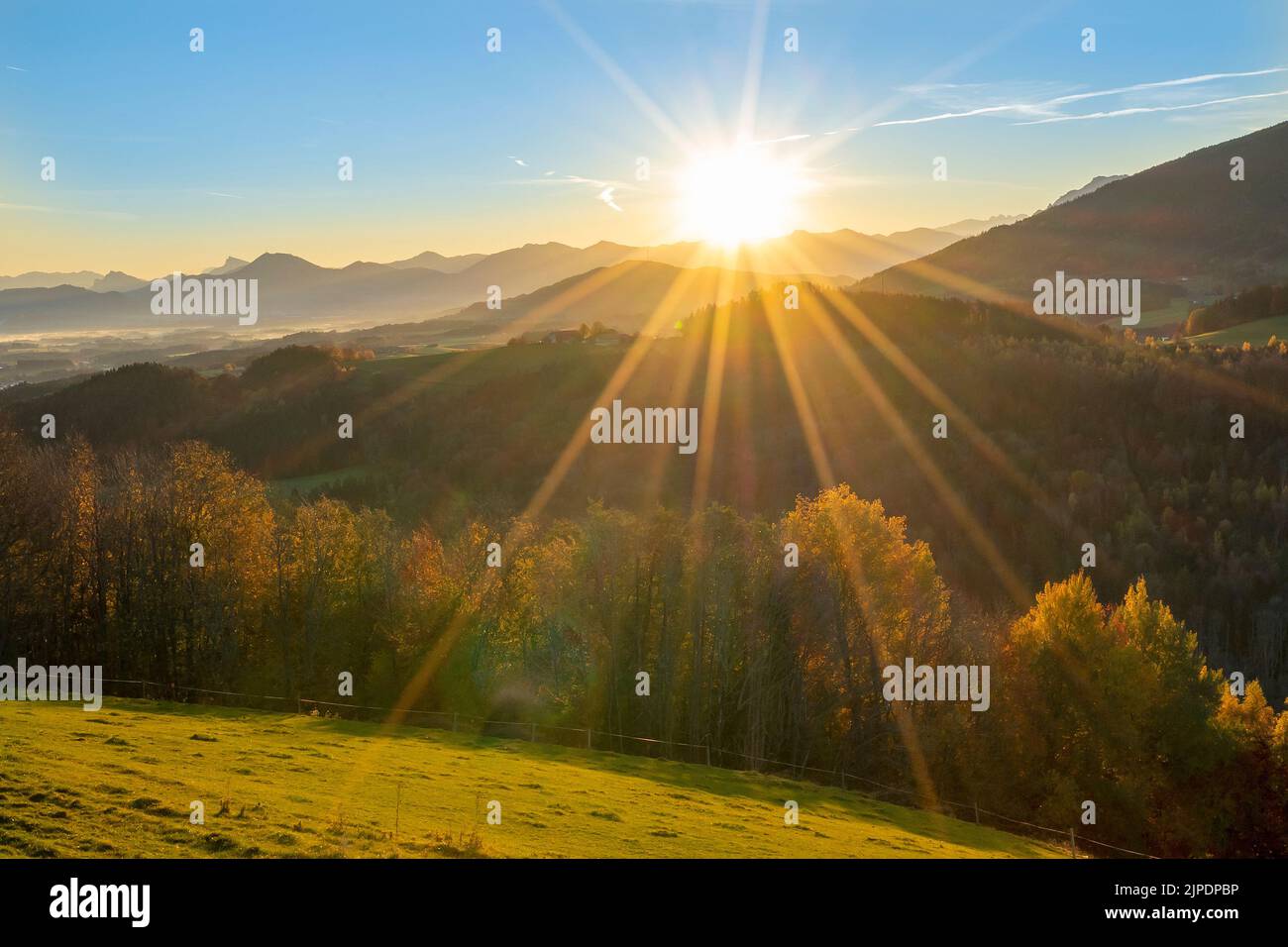 sunrise, sunbeams, morning mood, sun rises, sunrises, sun beams, sun ray, sun rays, sunbeam, sunray, sunrays, morning moods Stock Photo