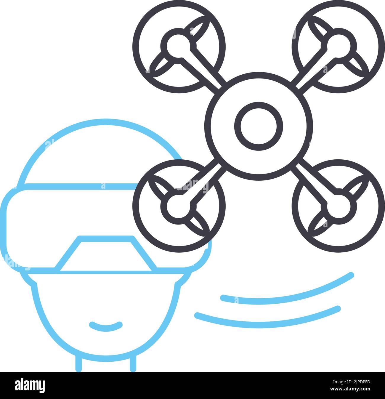 vr drone line icon, outline symbol, vector illustration, concept sign Stock Vector