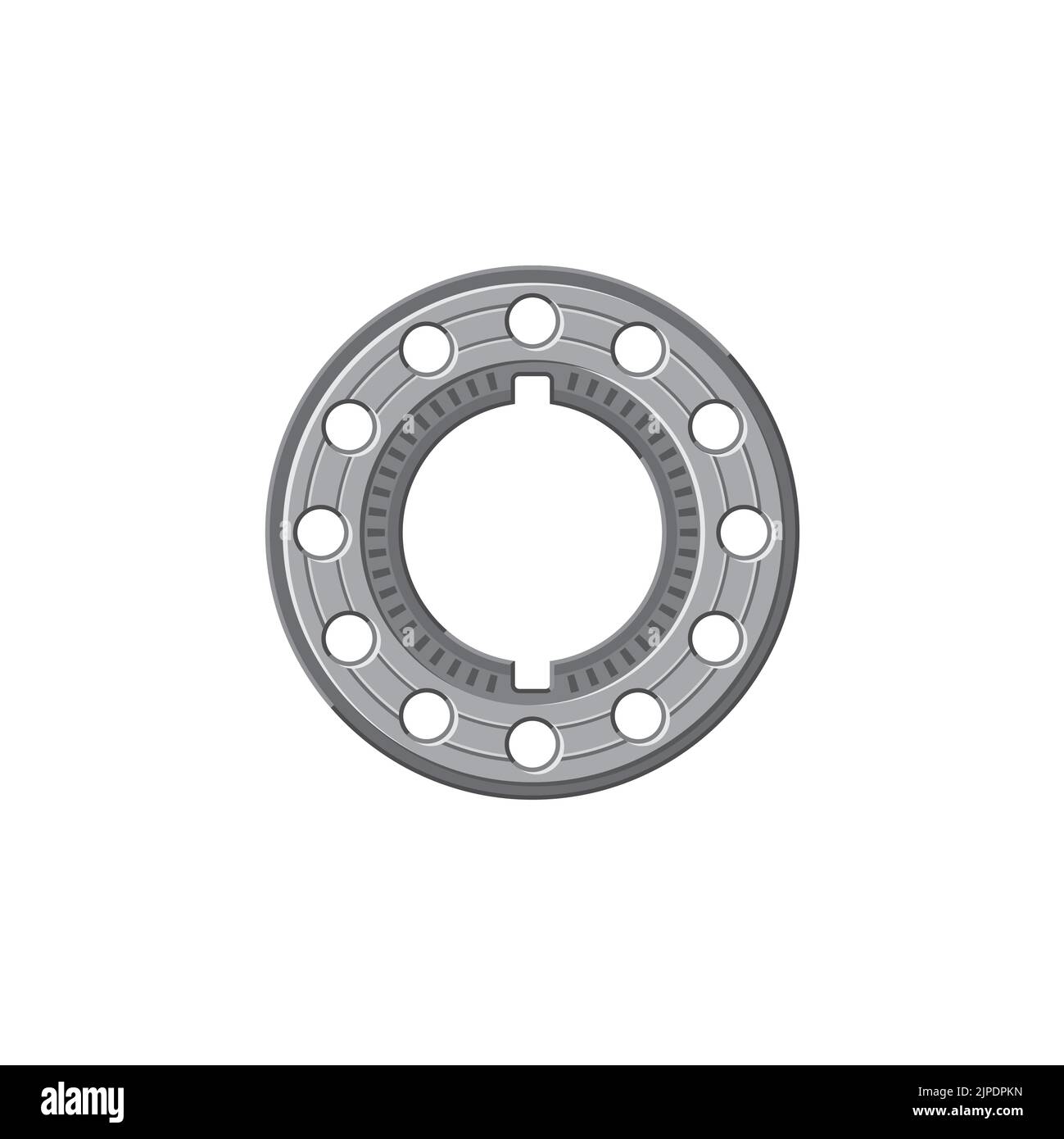 Pipe flange without bolts car rolling mechanism isolated realistic icon