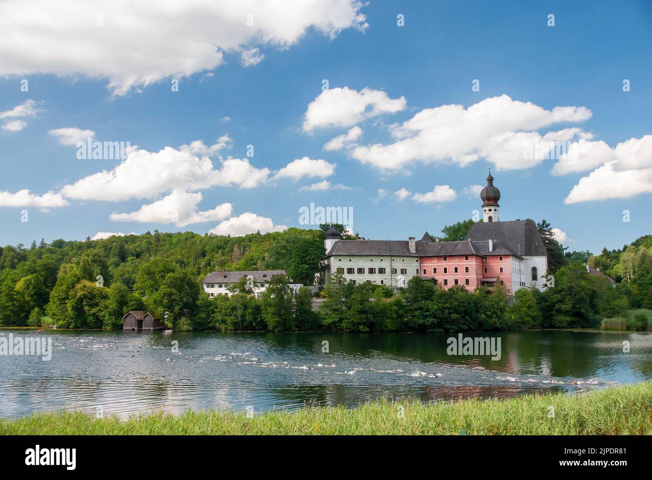 lake, swimmer, höglwörth monastery, lakes, swim, swimmers, swimming ...