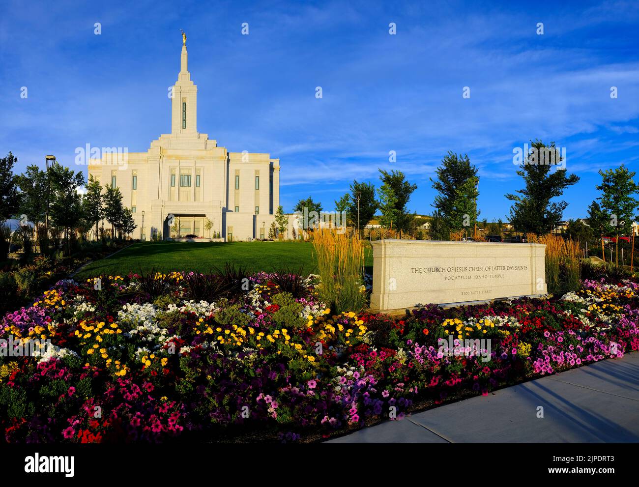 Pocatello Idaho LDS Mormon Latterday Saint Temple with sky clouds