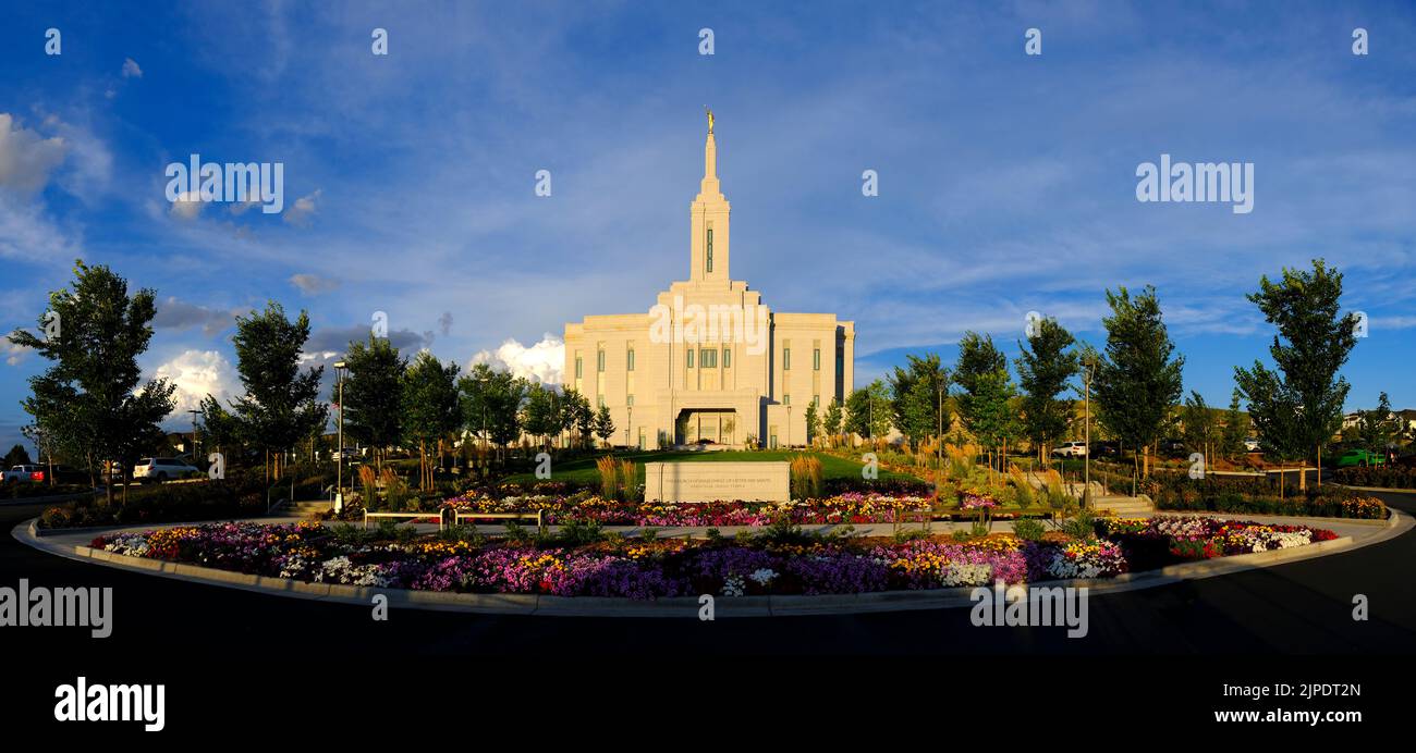 Pocatello Idaho LDS Mormon Latterday Saint Temple with sky clouds