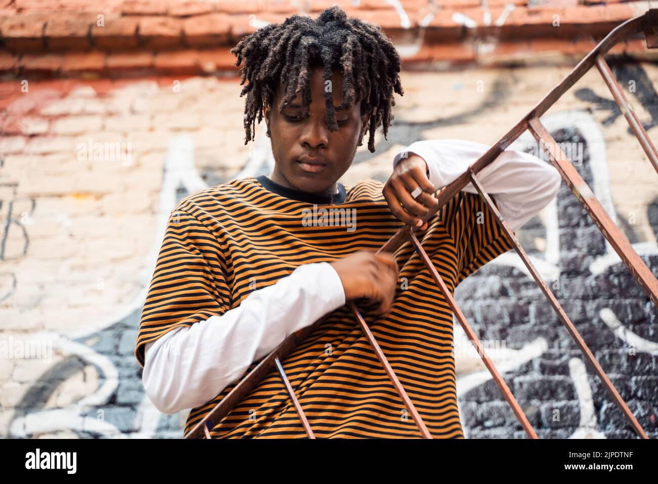 Young handsome stylish black man with natural hair dreadlocks ...