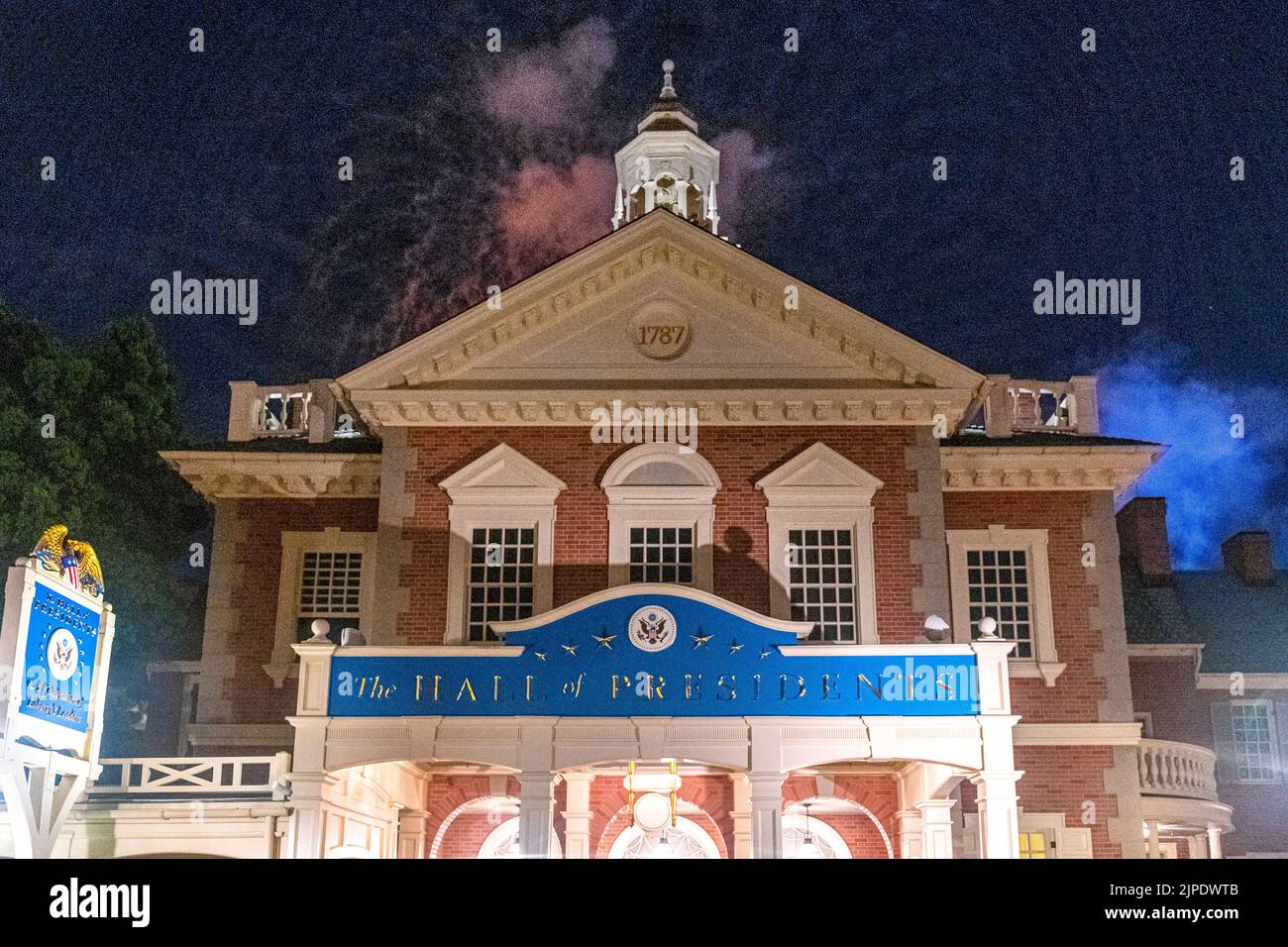 Night view of the Hall of Presidents building. Stock Photo