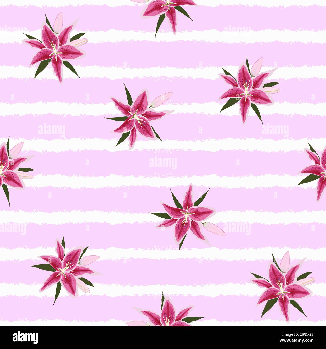 A lily flower seamless pattern in pink colors Stock Vector Image & Art ...