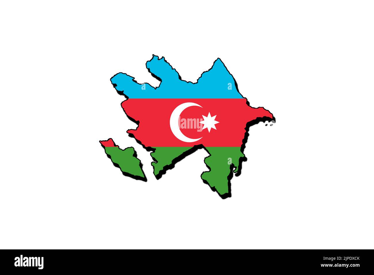 Silhouette of the map of Azerbaijan with its flag Stock Photo