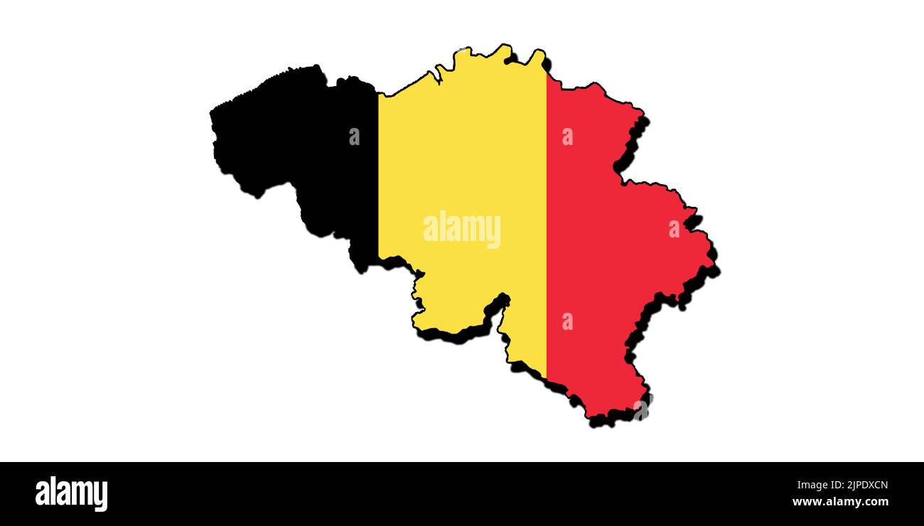 Silhouette of the map of Belgium with its flag Stock Photo