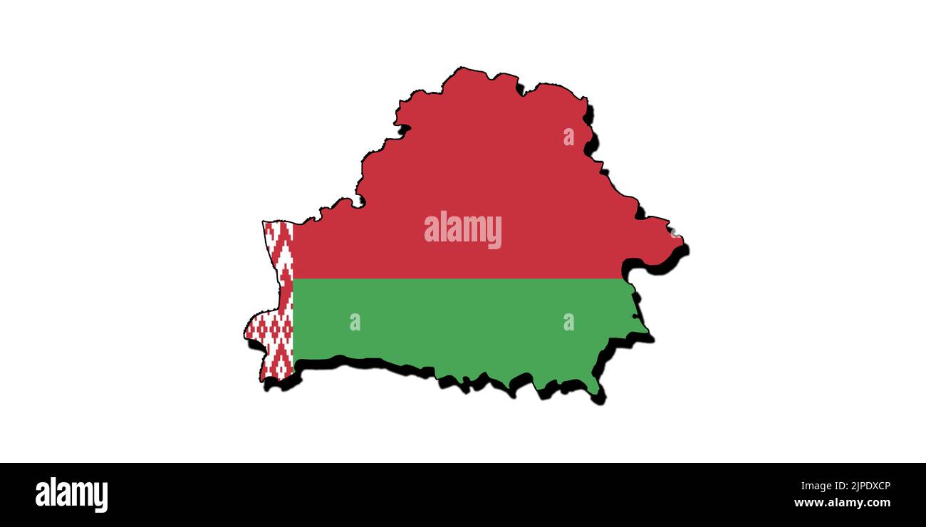 Silhouette of the map of belarus with its flag Stock Photo