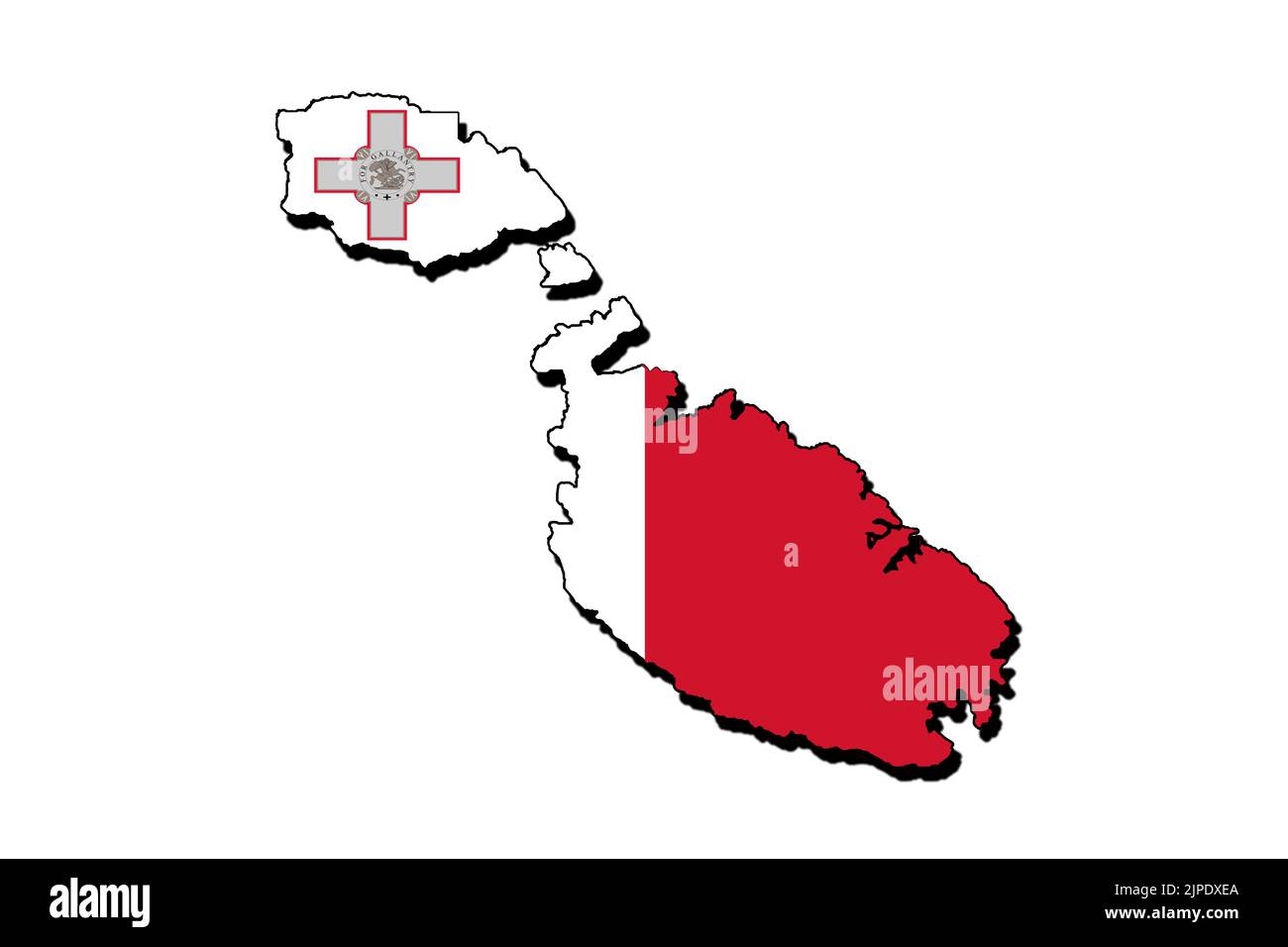 Silhouette of the map of malta with its flag Stock Photo
