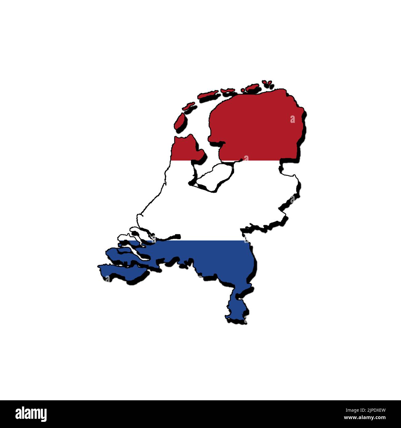Silhouette of the map of Netherlands with its flag Stock Photo