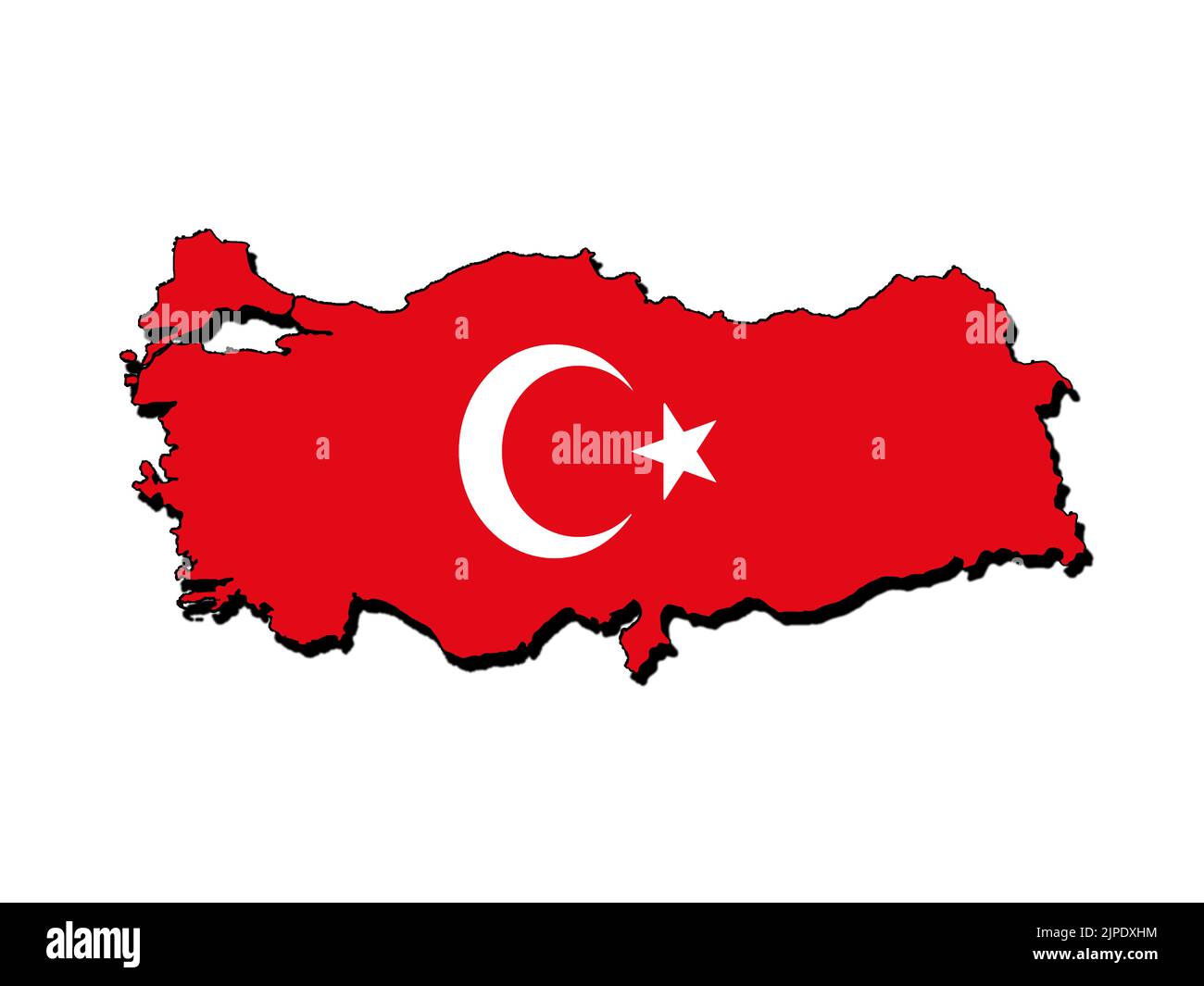 Silhouette of the map of Turkey with its flag Stock Photo