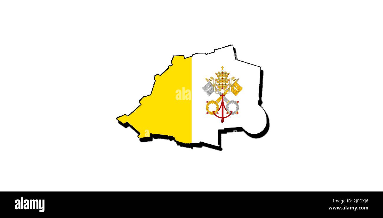 Silhouette of the map of Vatican City with its flag Stock Photo