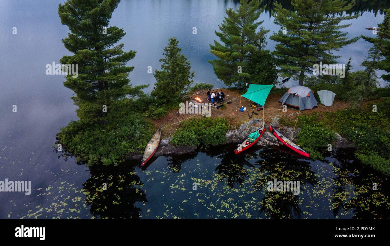 Canoe Camping in Canada Stock Photo Alamy