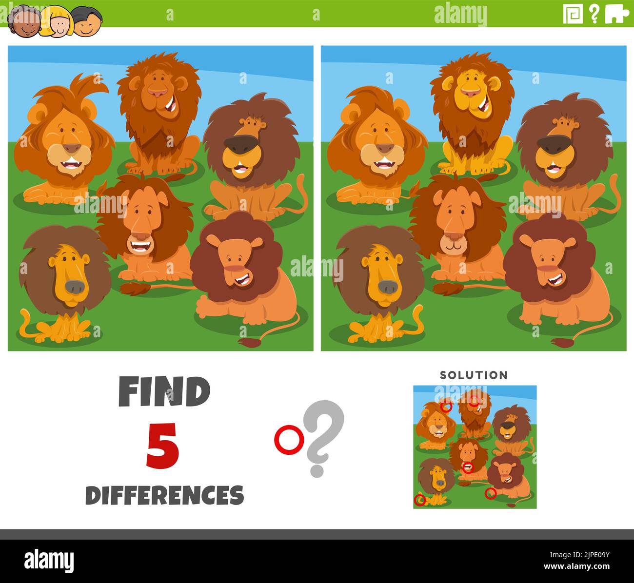 Cartoon illustration of finding the differences between pictures ...