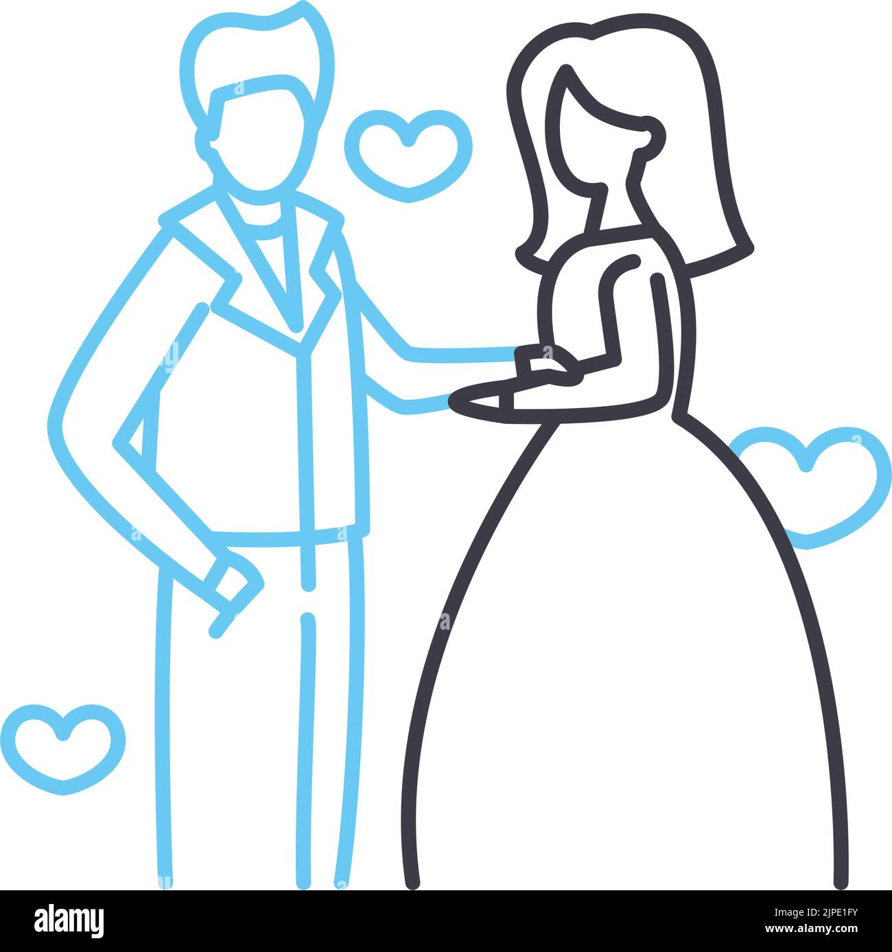groom and bride line icon, outline symbol, vector illustration, concept ...