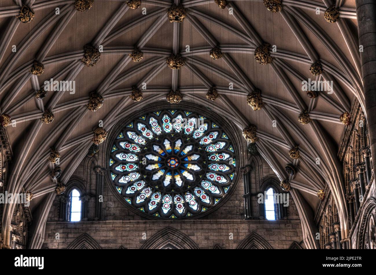 York Minster's Rose Window at East End Stock Photo