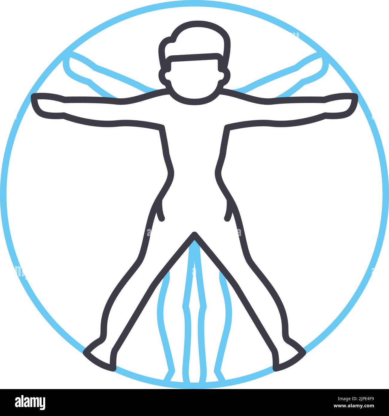 virtruvian man line icon, outline symbol, vector illustration, concept sign Stock Vector