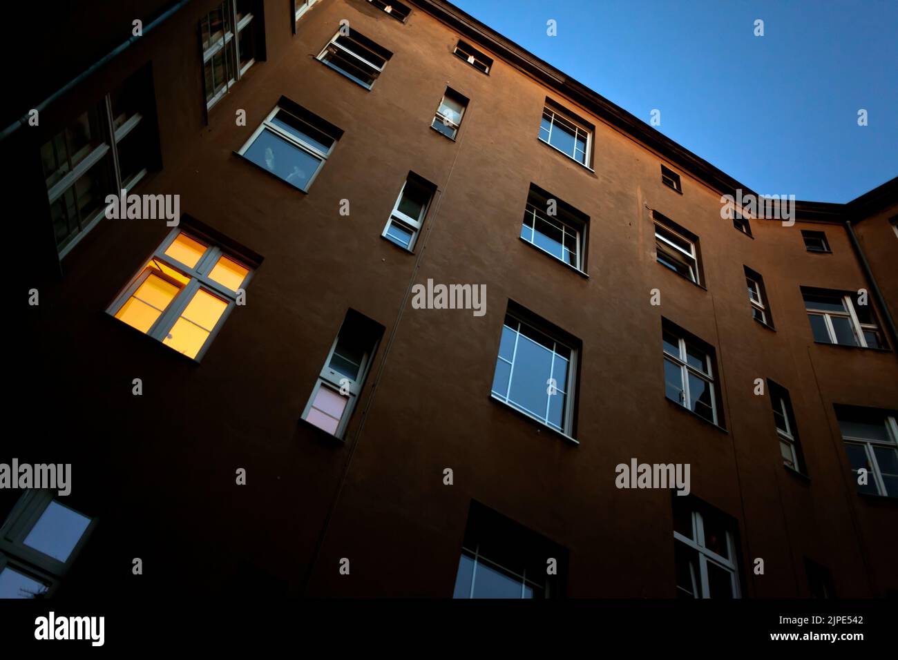 house, window, illuminated, houses, windows, illuminateds Stock Photo