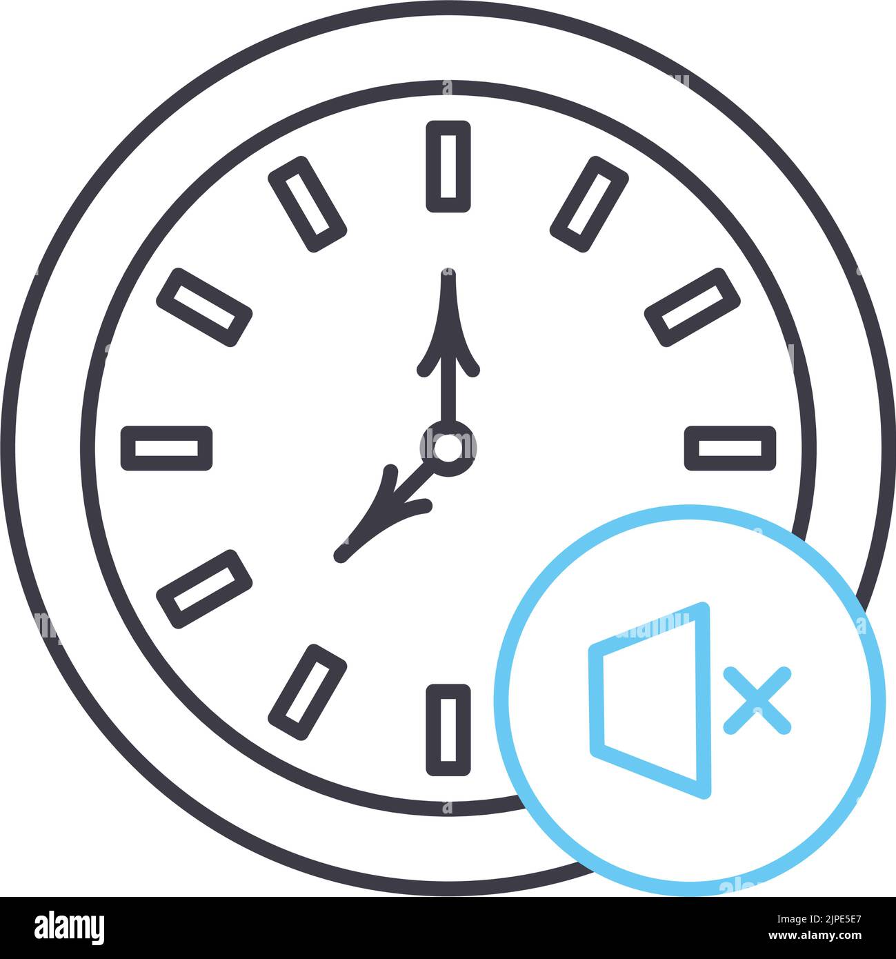 mute alarm clock line icon, outline symbol, vector illustration