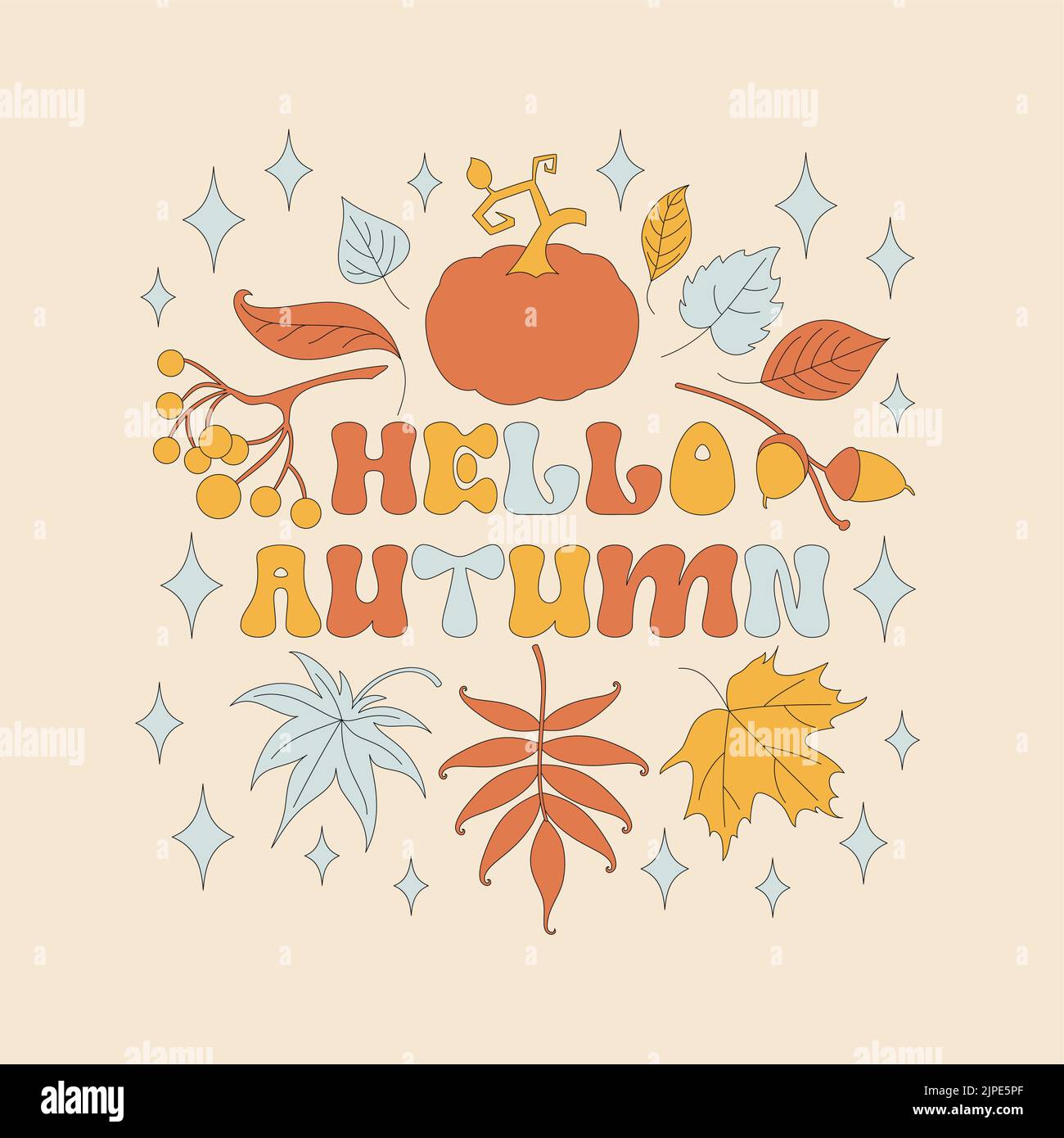Autumn simple minimalist background with a leaf.  Stock Vector