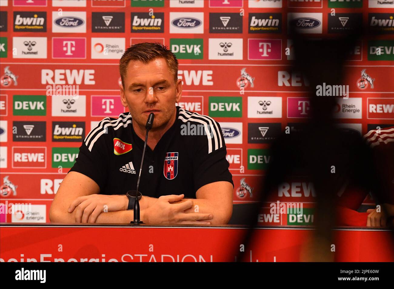 KOELN, GERMANY - AUGUST 17, 2022: Michael Boris coach during the press conference of the football match of Europa Conference League 1. FC Köln vs Fehé Stock Photo