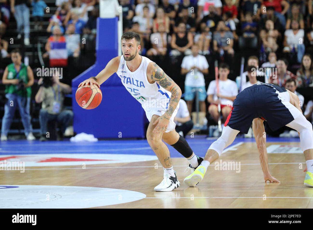 Montpellier, France. 16th Aug, 2022. Second match for the France Basket  team vs Italy in Montpellier as preparing for Eurobasket 2022. The winner  is France 100 - 68 (Photo by Norberto Maccagno/Pacific