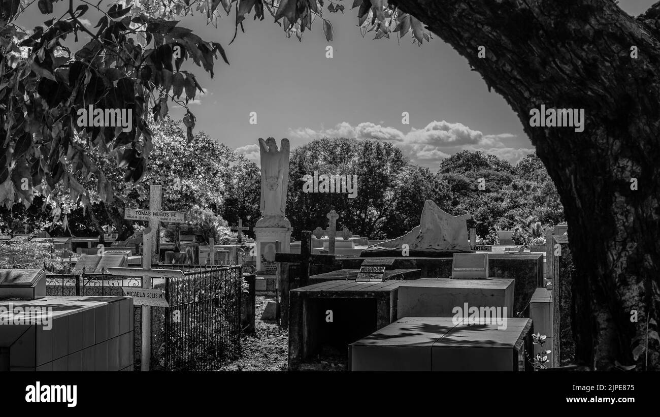 Dramatic photo of the cemetery of Liberia in Guanacaste, Costa Rica Stock Photo