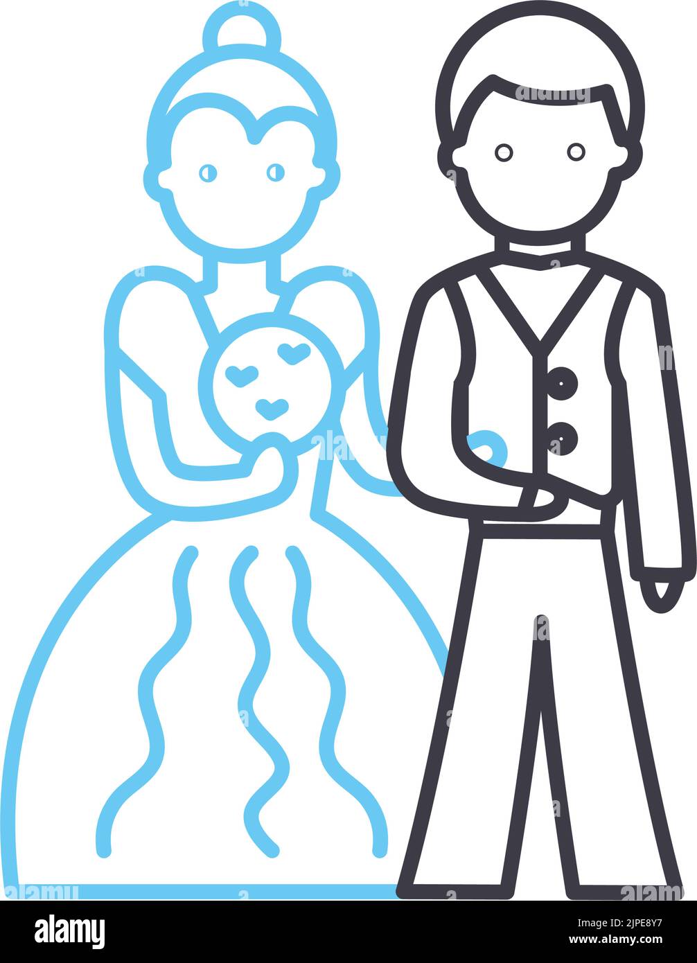 groom and bride line icon, outline symbol, vector illustration, concept ...
