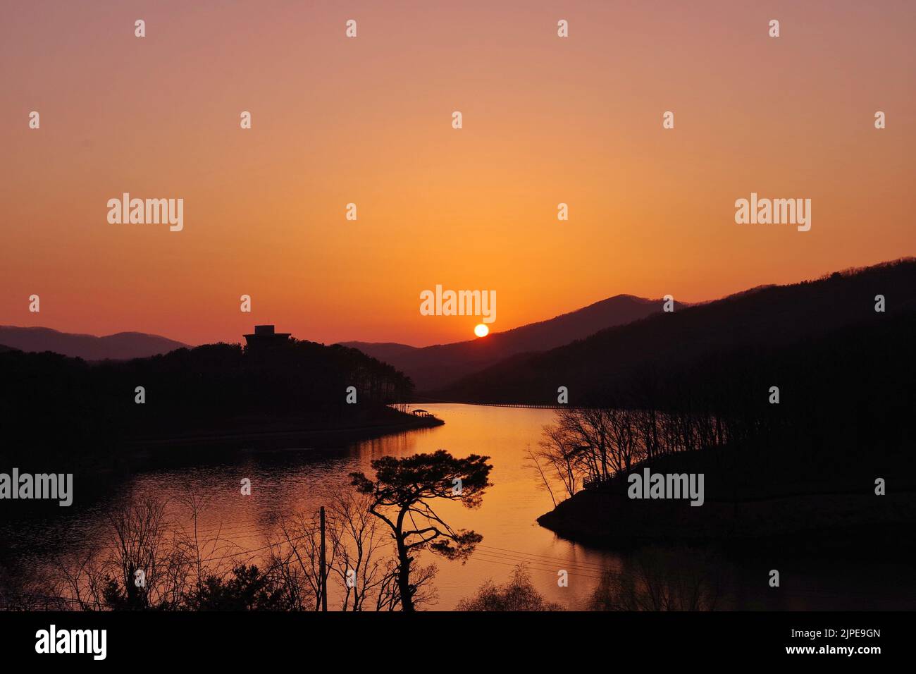 sunset in korea Stock Photo Alamy