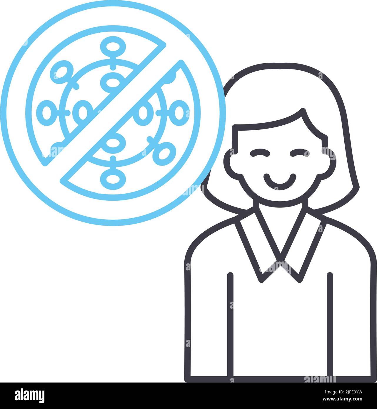 post covid19 line icon, outline symbol, vector illustration, concept