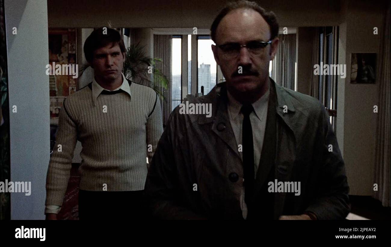 Los Angeles.CA.USA.  Harrison Ford and   Gene Hackman   in a scene in (C) The Directors Company/Paramount Pictures film, The Conversation (1974) Director:Francis Ford Coppola Writers: Francis Ford Coppola Source: Michelangelo Antonioni film Blowup,  Ref:LMK110-SLIB14082022-001 Supplied by LMKMEDIA. Editorial Only. Landmark Media is not the copyright owner of these Film or TV stills but provides a service only for recognised Media outlets. pictures@lmkmedia.com Stock Photo