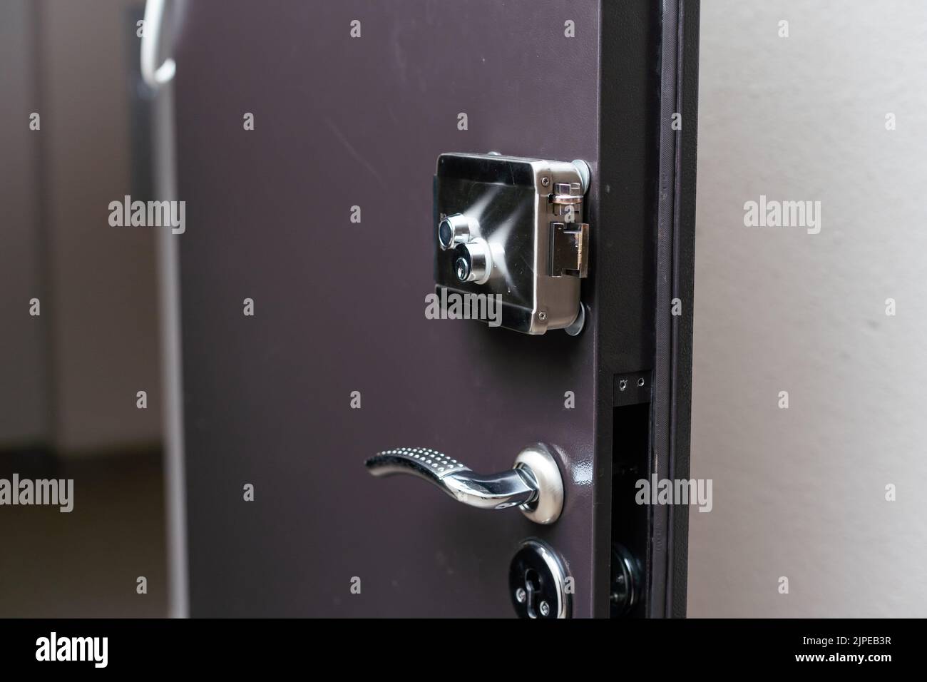 high security lock of an armored home door Stock Photo - Alamy